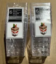 2 Sets Of 6 New Greenbrier Mini Square Plastic Bowls, 12 Total - Sealed