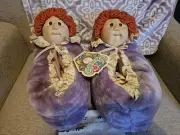Cabbage Patch Kids Slippers Purple Plush Red Brown Hair Vintage 1984 NEW W/ Tag