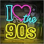 Sign Lamp I Love The 90's Neon Sign 3D Engraving USB LED Sign Wall Hanging Decor For Retro Music Background Club Party 32x29cm