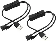 tunghey 2Pack 5V USB to Dual 4Pin/3Pin Fan Cable with ON/Off Switch USB PWM Fan Splitter Extension Cable 40CM