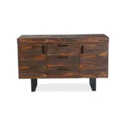 Rustica 150cm Buffet Table Cabinet Solid Pine Wood 3 Drawer 2 Door Black