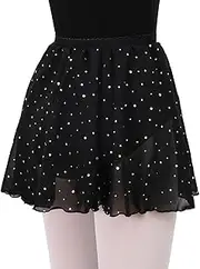 [MYSSUCI] Ballet Skirt Girls Kids Wrap Skirt Dance Skirt Chiffon with Elastic Waist and Sequins 3-9 Years