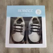 Robeez Trendy Trainer Baby Boy's - Grey - 0-6 Months Leather Upper & Outsole