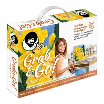 Bob Ross Grab & Go Floral Painting Kit-Sunny Yellow Iris - BR16476