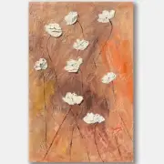Painting on canvas hand painted white Poppies 20 x 13 in