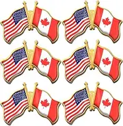 [rhungift] 6/12/50/100 Pack Friendship -Canada American Flag Lapel pins Bulk Metal United States US USA CA Candian Lapel Pins Badge Souvenir For Hat Bag Travel Gifts