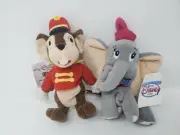 Disney Store Dumbo & Timothy Q. Mouse Bean Bag Plush 8" New with Tags
