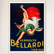 Galrie Bellardi Vermouth 1927 Vintage Advertising Poster Classic Art for Home Decor, Wood Frame, 50 x 70cm (20 x 28inch)