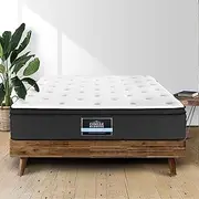 Giselle Bedding Queen Mattress Bed Mattresses Innerspring Foam 34cm Thickness, with 7-Zone Pocket Spring System and Breathable Euro Top, 5Yrs Warranty, Medium Firm, White + Grey with Vacuum Packed