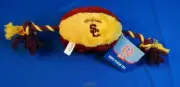 University Southern California USC Soft Plush Football Squeaky Rope Dog Chew Toy