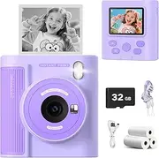 Mgaolo Kids Camera with Instant Print, Thermal Printing Digital Camera Toy for 3-12 Years Old Children, Safe Ink-Free Design, Present for Creativity & Learning (Purple)