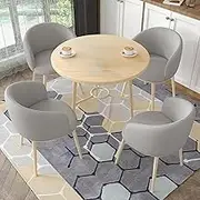 Snaweo Office Reception Room Club Table and Chair Set, Round Negotiation Reception Tables for 4, Reception Table and Chair Combination, Business Table and Chair Combination, 31.5in(Light Gray)