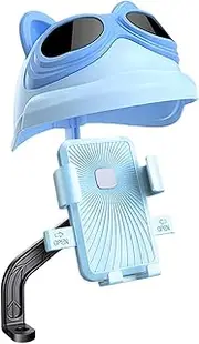 Scooter Phone Mount,360 Degree Rotatable Anti-Shake Smartphone Mount Holder - Riding Accessories, Phone Clip with Tiny Waterproof Sun Shade Hat for Motorbike Rearview Mirror