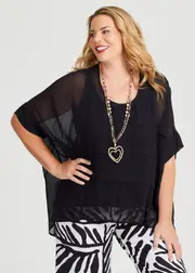 [TS] Taking Shape Take A Bow Top Size 18-20 in Black, Viscose - Plus Size Women's Clothing Black