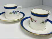 Tiffany Floral Pair of Demi Cups & Saucers