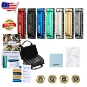 Professional 7 Keys Diatonic Harmonica Set with Protective Case - Blues Style