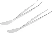2pcs Bonsai Forceps Tweezers Garden Edger Slant Tweezer Succulent Garden Spade Weeding Hoe Rakes Garden Tool Plant Terrarium Leveling Rake Bonsai Soil Spatula Stainless Steel