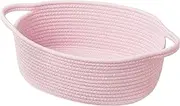 UBBCARE Pink Cotton Rope Storage Basket for Nursery, Gifts, Organizing - Empty with Handle (12" x 8" x 5")