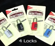 4 x Luggage Padlock 3-digit Travel Combination Pad Lock