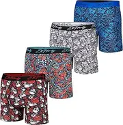 [ED HARDY] Mens Boxer Briefs 4 Pack, Soft Fabric Underwear, Pull On Closure, Machine Washable Comfortable Stretch Boxers