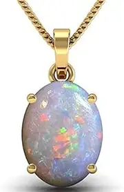 [Akshita gems] 16.25 Ratti 15.20 Carat Natural Opal Gold Plated Pendant Certified Natural Australian Opal Stone Gold Plated Pendant for Men and Women By Lab Certified, Loose Gemstone, Opal
