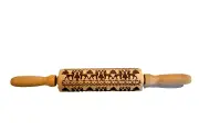 Christmas Rolling Pin Baking Cookies Cake Wooden Embossing Elk Snowflakes Roller