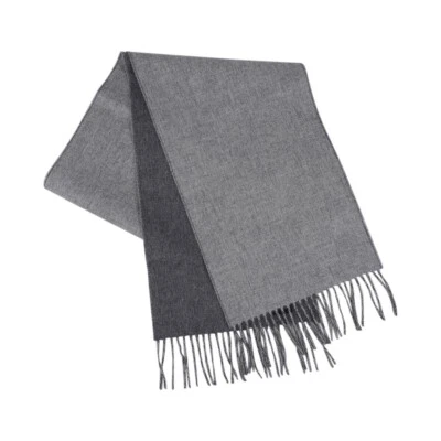 Hermes Recto-Verso PM Muffler Light / Medium Gray Cashmere New