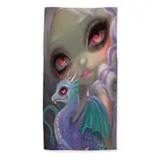 Girly Art Violet Icing Big Eyed Girl and Dragonling Microfiber Beach Towel