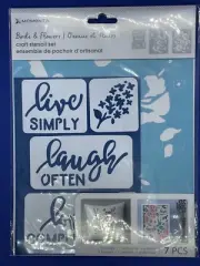 Momenta 2021 7 Pc adhesive Stencils-remove craft stencil set. Birds And Flowers.