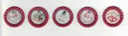 CLEARANCE! CHRISTMAS EXPRESS #502 (5) RED Flat Bottle Cap Accents HANDMADE