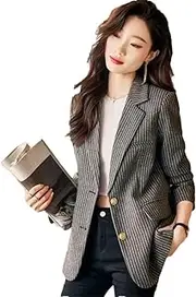 [Generic] Women's Spring Striped Blazer Long Sleeve Suit Coat Tops Women Office Blazer Jackets
