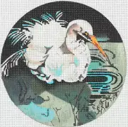 Needlepoint Handpainted Joy Juarez Swan Ornament 6"