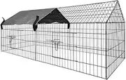 LUXI Chicken Run Coop Large Rabbit Hutch Cage with Sun Cover, Easy to Assemble, Walk-in Poultry House Coops Hen Run Ferret Habitat Farm Enclosure, Easy to Move and Sturdy - 185 x 75 x 75cm