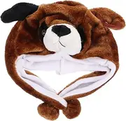 WOONEKY Cartoon Plush Animal Hat for Boys and Girls Fluffy Dog Hood Children's Head Wrap Warmer Winter Warm Hat Performance Accessory