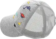 [NIYANGLE] Dinosaur Baseball Cap Adjustable Sun Hat for Grey Cartoon Leisure Outdoor Cap for Boys for Travel Beach Activities Comfortable Stylish Design