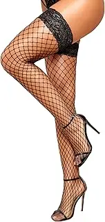 [RSLOVE] Lace Top Fishnet Thigh High Stockings - Sexy Stockings for Women Antiskid Silicone Stay Up Sheer Pantyhose