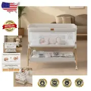 3-in-1 Baby Bassinet Bedside Sleeper with Adjustable Height and Soft Mattress