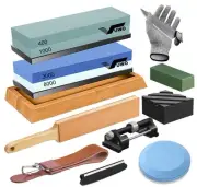 Knife Sharpening Stone Kit - Whetstone Dual Grit 400/1000 3000/8000 Premium S...