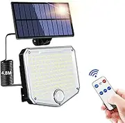 Solar Lights for Outdoor Use, 3 Brightness Modes, Wall Lights with Remote Control Sensor, Cool White, Waterproof Garden Lights with Motion Sensor for Garages, Backyards, Patios, Porches