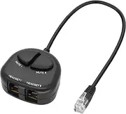 XMSJSIY RJ9 Telephone Training Adapter Headset Splitter 4P4C Phone Line Jack Y Splitter Adapter Cable with 2 Mute Buttons for Call Center -30CM/11.8INCH (2 Mute)