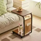 Movable Coffee Table 2-Tier Storage Shelf Bedside Table Sofa Side Table
