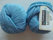 Schachenmayr Nomotta Modern Art wool blend ribbon yarn, light blue, lot of 2