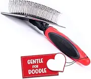 Dog Slicker Brush - Large Grooming Brushes for Dogs and Cats - Stainless Steel Gentle Protective Ball Pin Wire Tools - Professional Groomer Supplies for Long Hair Pet - Medium Hard Shedding Tool