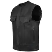Sons of Anarchy Style Leather Vest - No collar