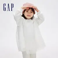 在飛比找momo購物網優惠-【GAP】女幼童裝 Logo圓領長袖洋裝-白色(837039