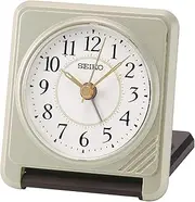 Seiko Clock, Alarm Clock, Table Clock, Analog, Small, Portable, Light Gold, 3.1 x 2.8 x 0.9 inches (78 x 72 x 24 mm), QQ807G