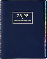 2025 Appointment Book - 2025 Diary from Jan 2025 - Dec 2025, A4 Week to View Appointment diary 2025, Hourly Planner 2025 in 15 Minutes Times Slots, with Soft Leather Cover, 21.8 x 29 cm, Colorful Tabs