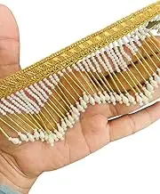 PIYUCRAFTS Gold Beaded Tassel Lace Trim – 3.25 Inch Wide Decorative Border for Sarees, Lehengas, Dresses, Curtains, DIY Crafts | Available in 1, 3, 6 Yard (6)