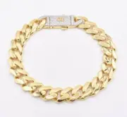 11mm Miami Cuban Royal Link Bracelet Box Clasp Real 10K Yellow Gold