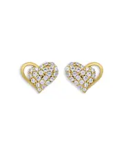 Aqua Pave Cubic Zirconia Heart Stud Earrings - Exclusive